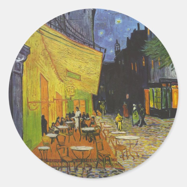 Sticker Rond Van Gogh Cafe Terrasse Post-impressionniste (Devant)