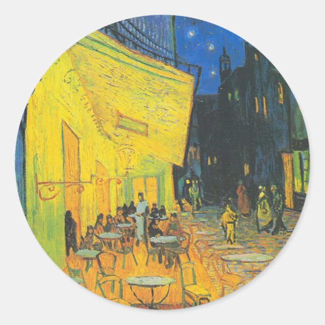 Sticker Rond Van Gogh Café Terrasse Rue Française Scène (Devant)