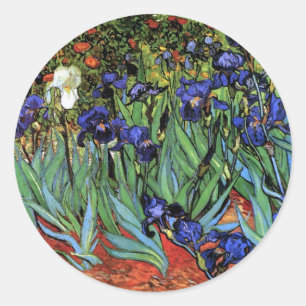 Sticker Rond Van Gogh Irises (F608) Art Vintage