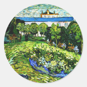 Sticker Rond Van Gogh - Jardin de Daubigny, célèbre peinture,