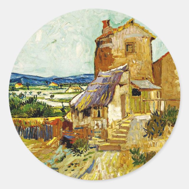 Sticker Rond Van Gogh - L'Ornement Du Vieux Moulin (Devant)