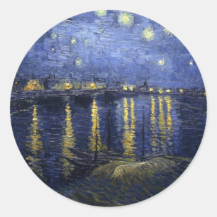 Sticker Rond Van Gogh Nuit étoilée sur le Rhône
