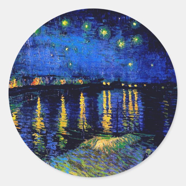 Sticker Rond Van Gogh Starry Night Rhone (F474) Art (Devant)