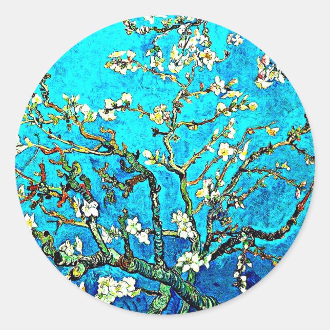 Sticker Rond Van Gogh - Succursales avec fleurs d'amandes (Devant)
