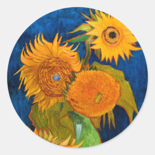 Sticker Rond Van Gogh Sunflowers