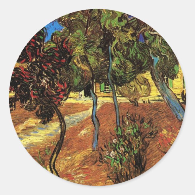 Sticker Rond Van Gogh Trees in the Garden, Hôpital Saint Paul (Devant)