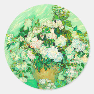 Sticker Rond Van Gogh White Roses