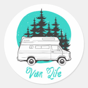 Sticker Rond VAN LIFE Nomad Adventure Travel Camping Lifestyle