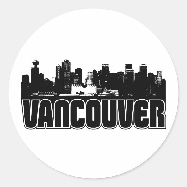 Sticker Rond Vancouver Skyline (Devant)