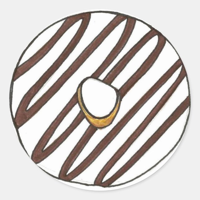 Sticker Rond Vanille de chocolat Zebra Stripe de beigne glacée (Devant)