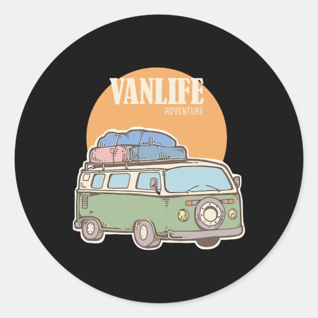 Sticker Rond Vanlife Travel (Devant)