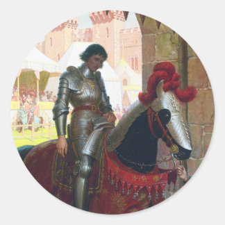 Sticker Rond Vanquished, by Edmund Blair Leighton