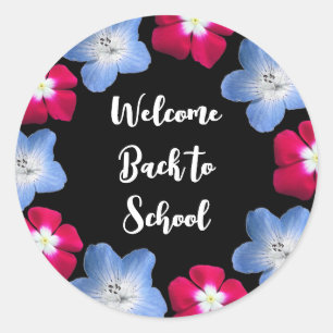 Sticker Rond variété couleur noire et Fleurs