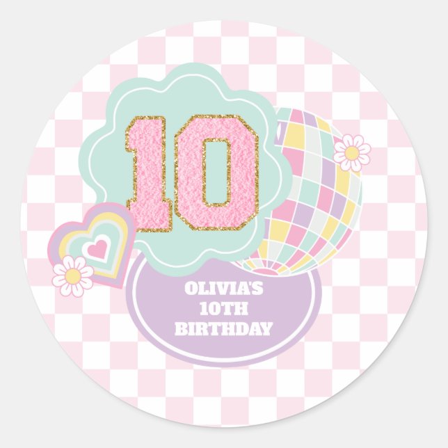 Sticker Rond Varsity pastel patch 10e Anniversaire (Devant)