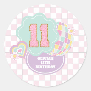 Sticker Rond Varsity pastel patch 11e anniversaire
