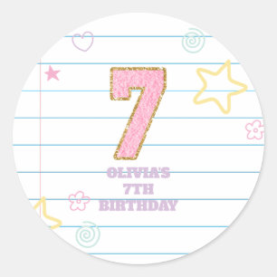 Sticker Rond Varsity pastel patch carnet 7e anniversaire