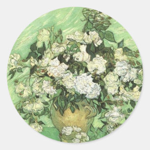 Sticker Rond Vase avec Rose, Vincent van Gogh 1890