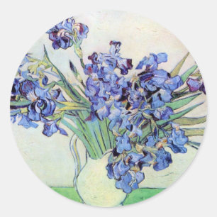 Sticker Rond Vase de fleurs avec iris par Vincent van Gogh