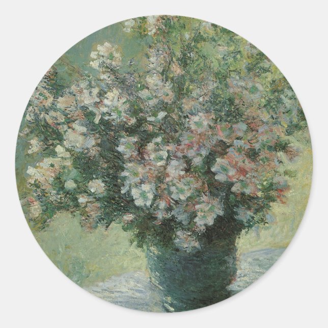 Sticker Rond Vase de fleurs par Claude Monet (Devant)
