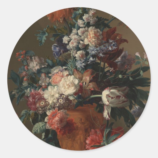 Sticker Rond Vase des fleurs - Jan van Huysum (Devant)