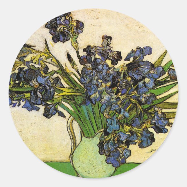 Sticker Rond Vase d'Irises, Van Gogh (Devant)