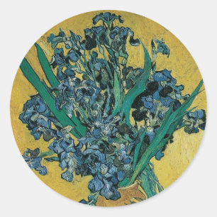 Sticker Rond Vase Still Life avec Irises par Vincent van Gogh