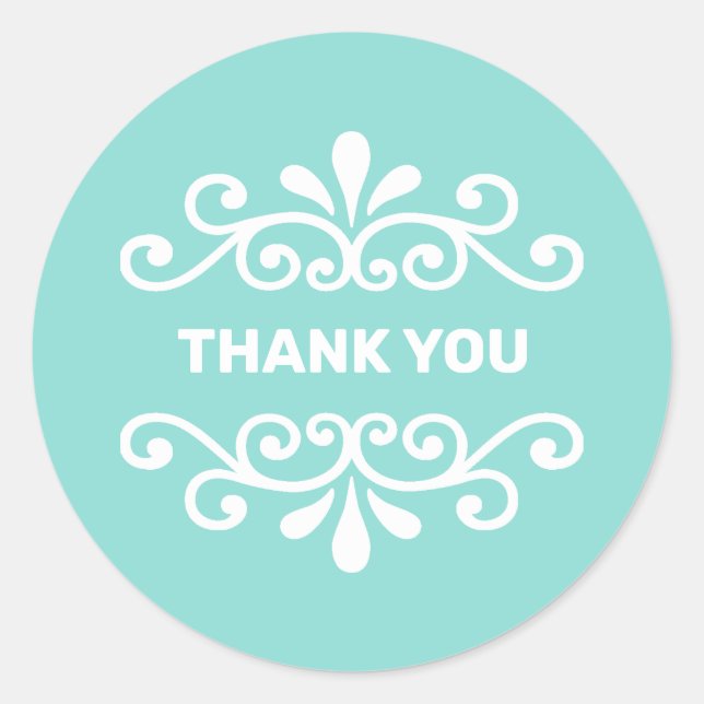 Sticker Rond Vecteur de fleurs blanches sur Merci Turquoise Tur (Devant)