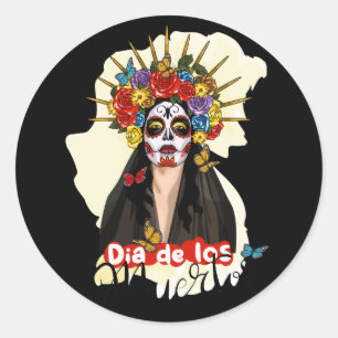 Sticker Rond Vector mexicaine crâne à sucre. vectoriel image co