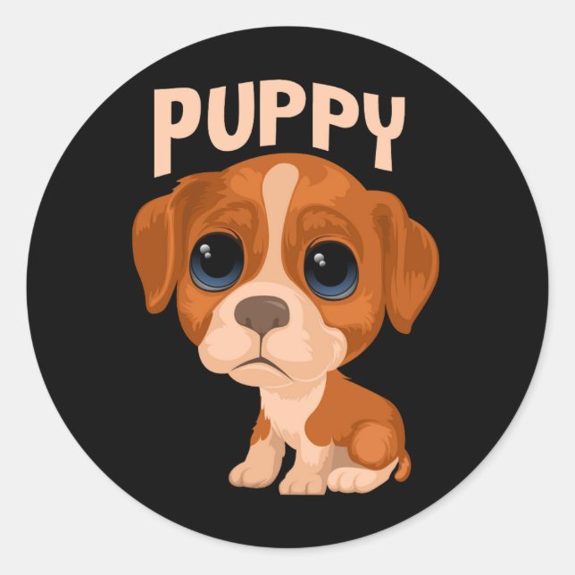 Sticker Rond Vector mignon chien de chiot drôle (Devant)
