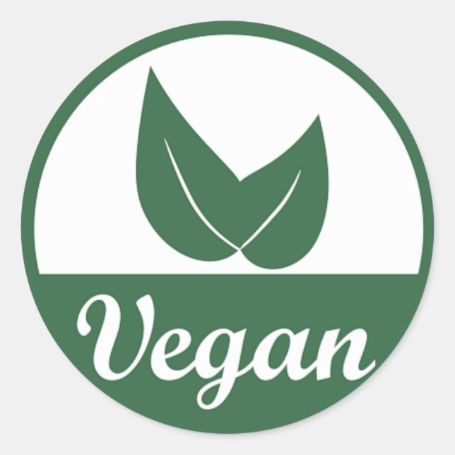 Sticker Rond Vegan Design 1 Vert sur blanc (Devant)
