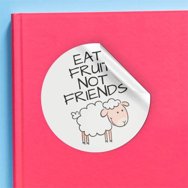 Sticker Rond Vegan mangez des fruits pas amis mignon dessin ani (Créateur téléchargé)
