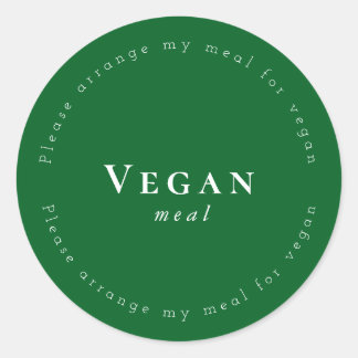 Sticker Rond Vegan meal Request Sticker, Dark-Green, White