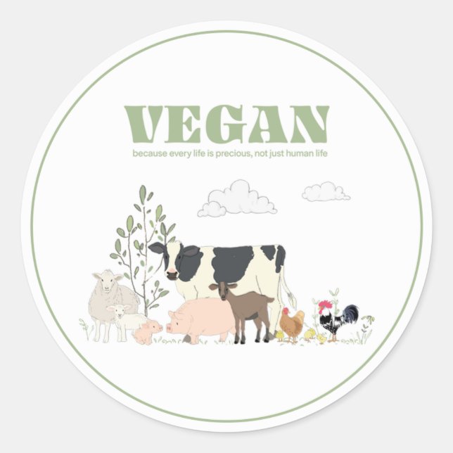 Sticker Rond Vegan pour les animaux (Devant)