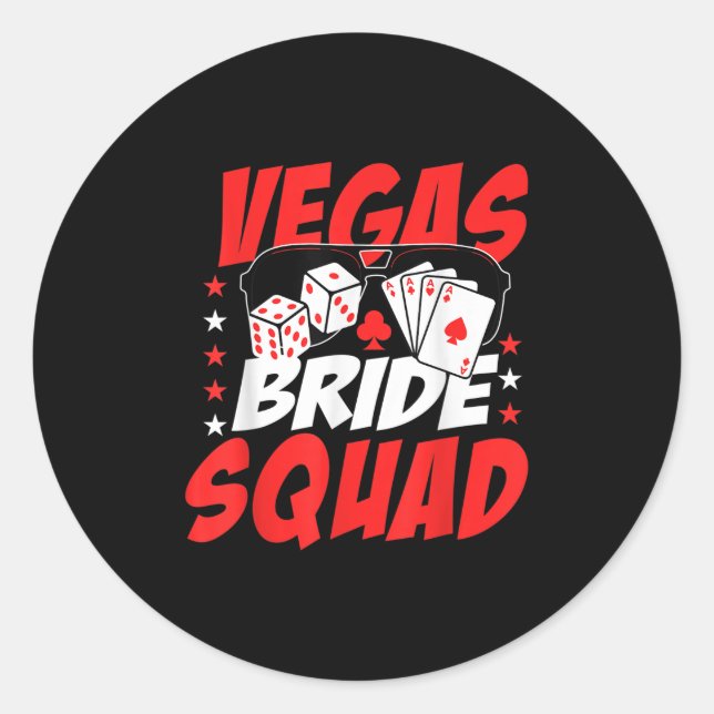 Sticker Rond Vegas Bride Squad Mariage Bachelorette Party (Devant)