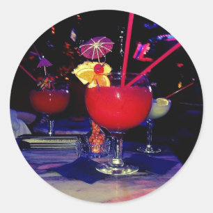Sticker Rond Vegas Tropical Cocktail Funky