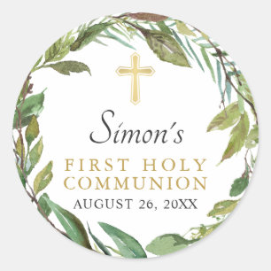 Sticker Rond Végétal Wreath Premier Merci de communion sainte