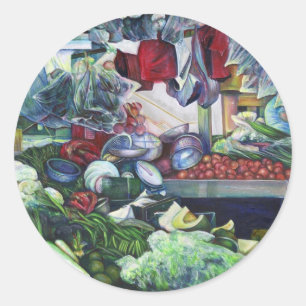 Sticker Rond Vegetarian Club se réunit ici mardi après-midi