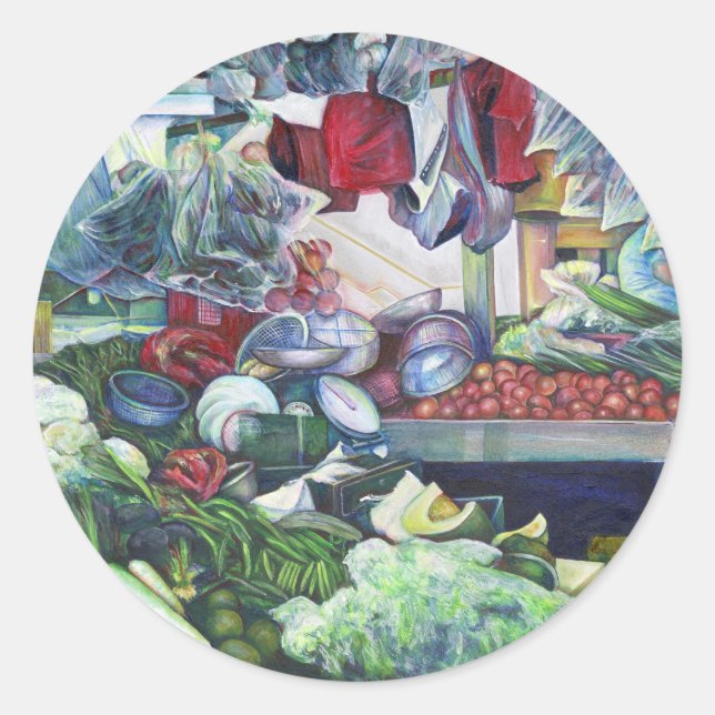 Sticker Rond Vegetarian Club se réunit ici mardi après-midi (Devant)