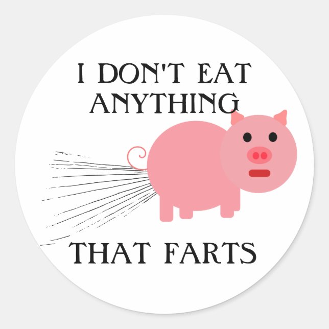 Sticker Rond Végétarien | Je ne mange rien qui pète (Devant)