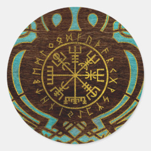 Sticker Rond Vegvisir - Compas de navigation viking