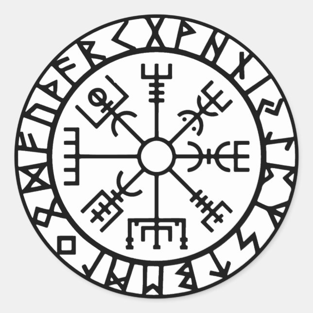 Sticker rond Vegvisir (Viking Compass) (Devant)