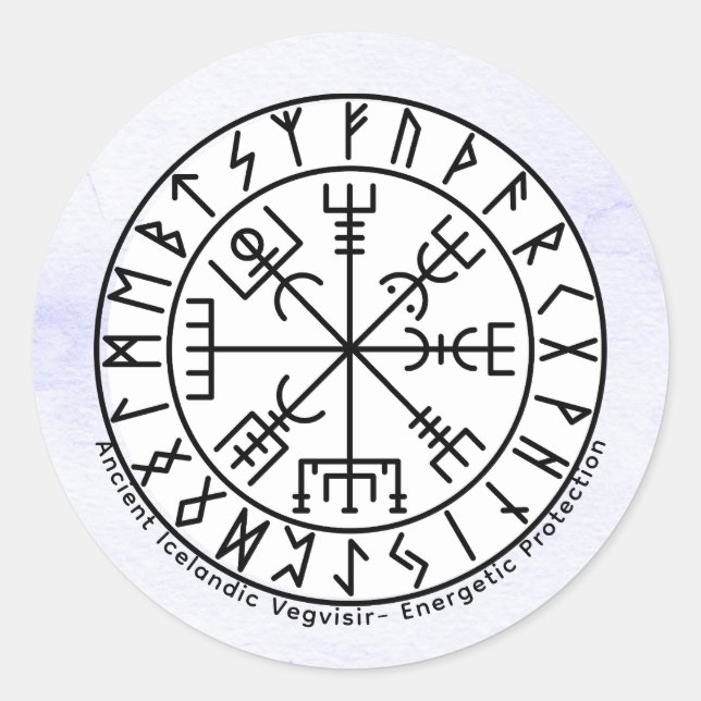 Sticker Rond Vegvisir Viking Compass Symbol Design (Devant)