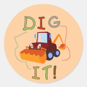 Sticker Rond Véhicule de construction Creuser T-shirts et cadea