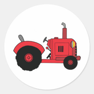 Sticker Rond Véhicule tracteur de ferme rouge