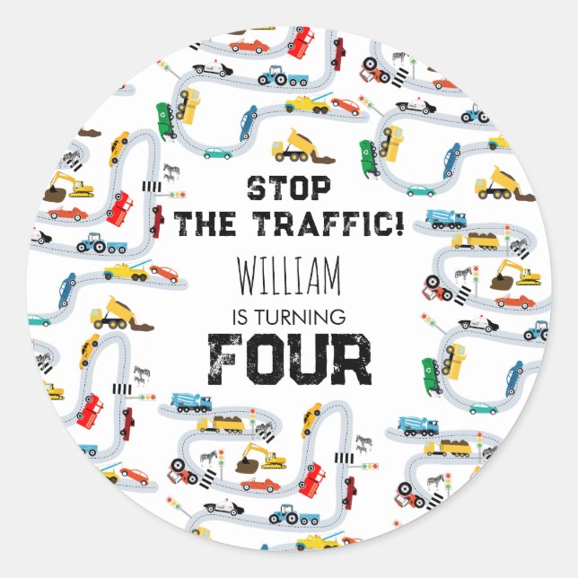 Sticker Rond Véhicules de transport Voitures arrêter la circula (Devant)