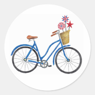 Sticker Rond Vélo bleu americana