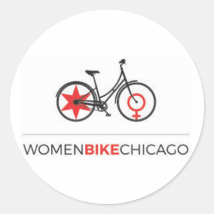Sticker Rond Vélo Chicago de femmes - Étape-À travers des