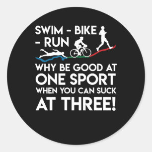 Sticker Rond Vélo de bain de triathlon couru pourquoi bon un