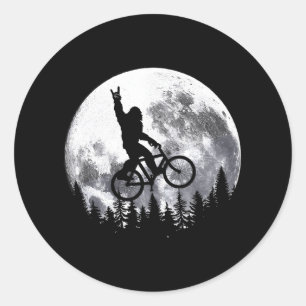 Sticker Rond Vélo de montagne Bigfoot Ridding sur la lune
