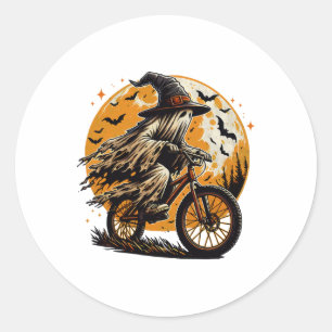 Sticker Rond Vélo de montagne fantôme Halloween déguisement eff